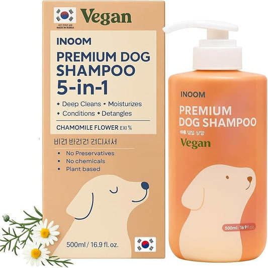 Korean Plant Based Vegan Dog Shampoo 500ml - Hypoallergenic, Hyaluronic Acid for Puppy to Adult Dogs Soothing Cleanser, Dandruff and Aloe Itchy Skin Moisturizing for Sensitive Skin, Made in Korea