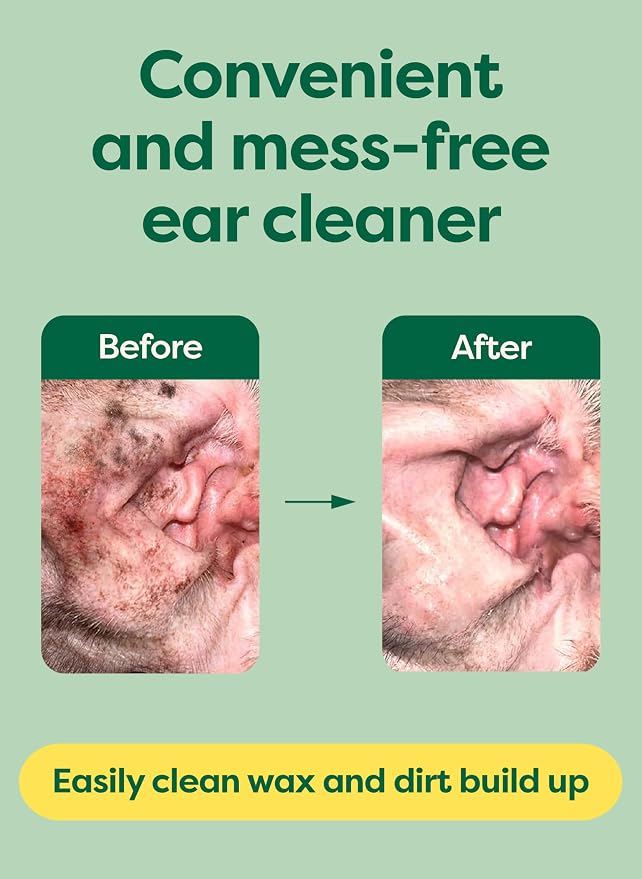 earth rated Dog Ear Wipes, Vet-Developed Pet Ear Wipes for Dogs & Cats, Hypoallergenic Cleaner to Remove Dirt and Wax, Wild Oat Scent, 70 Count