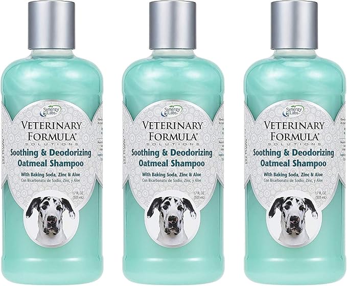 Veterinary Formula Solutions 3 Pack of Soothing and Deodorizing Oatmeal Shampoo for Dogs, 17 Fluid Ounces Each