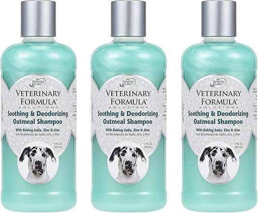Veterinary Formula Solutions 3 Pack of Soothing and Deodorizing Oatmeal Shampoo for Dogs, 17 Fluid Ounces Each