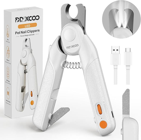 Dog Nail Clippers & Cat Nail Clipper, Pet Nail Trimmer with 2 LED Lights,Safety Side Lock, Nail File and Anti-Slip Handles, Dog Nail Grinder Quiet for Large and Medium Dogs & Cats