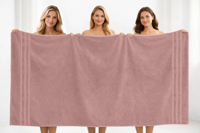 DAN RIVER 2 Pack Bath Sheets Extra Large 35x70, Large Bath Towels for Adults, XL Oversized Heavy Duty Towel Set, 600 GSM 100% Ring Spun Cotton, Soft Quick Dry, Dusty Rose