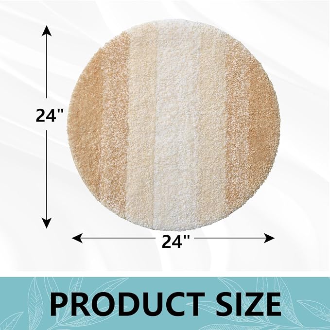 Arotive Microfiber Bathroom Rugs, Shaggy Soft and Absorbent Bath Rug, Thick Plush Machine Washable Dry Bath Mats for Bathroom, Tub and Shower, 24x24, Beige, Round