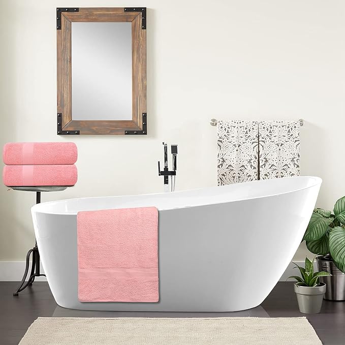 100% Cotton Luxury Bath Sheets - Pack of 2 (35" x 70") | Super Soft, Quick-Dry & Highly Absorbent Towels for Bathroom, Home, Spa & Gym (Pink)