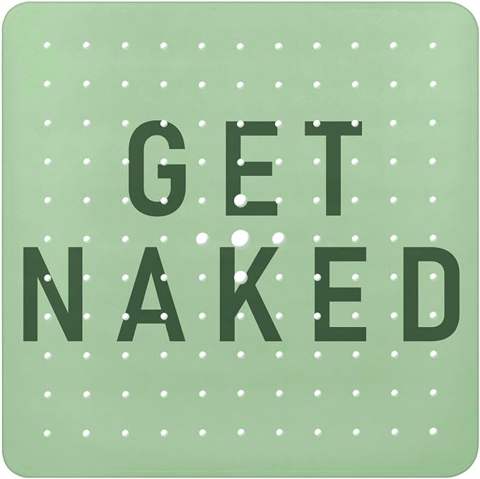 Bathtub Mat Non Slip, Get Naked Square Bath tub Mat Shower Floor Mat with Suction Cups for Adults Kids Elderly 21 X 21 Inch