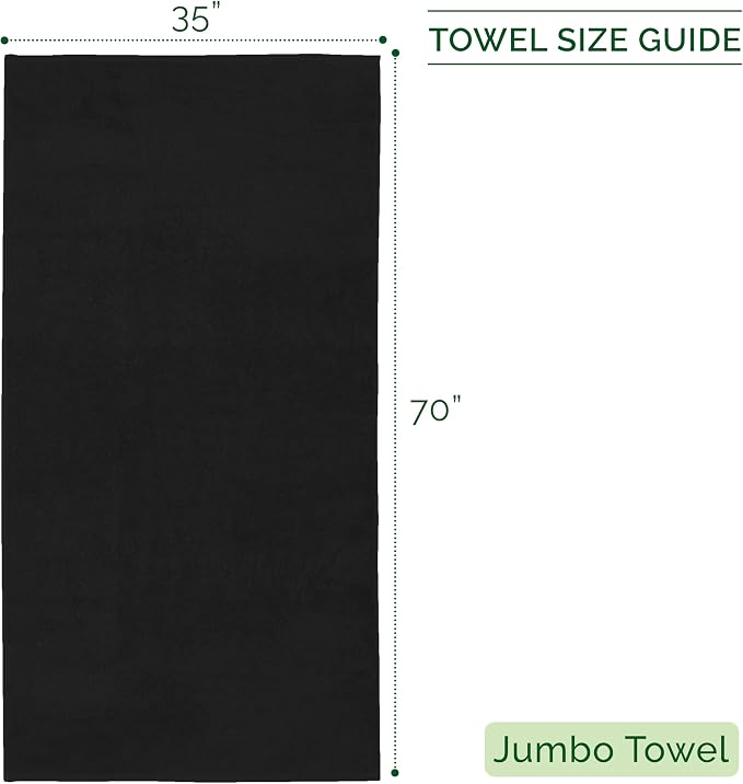 Elegant Comfort Three Line Popcorn Towel Set for Bathroom 35 x 70 inches, Premium Hotel Quality 1-Pack Jumbo Towels, 100% Turkish Cotton, Soft and Durable, Quick Dry and Highly Absorbent, Black