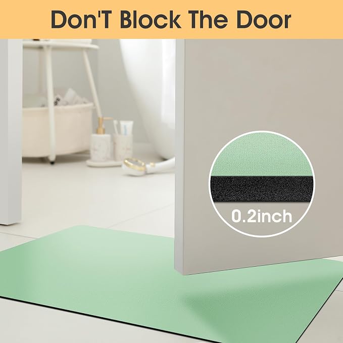 ACCUMTEK Non Slip Bath Mat, Thin Bathroom Rugs Fit Under Door, Quick Dry Bath Mats, Machine Washable Bath Rugs for Bathroom, Bathtub & Kitchen, Bathtub, Sage Green/Solid/48 x20