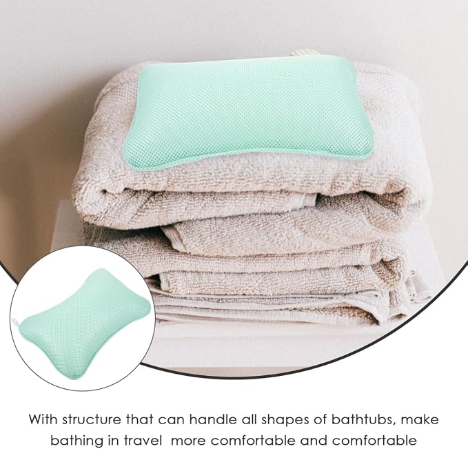 Ipetboom Bathtub Pillow for Head and Neck,3D Mesh Bath Cushion with Suction Cups, 11.4x7.5 in Non Slip Washable Spa Support for Tub Relaxing, Shower Room, Hotel and Home Soaking