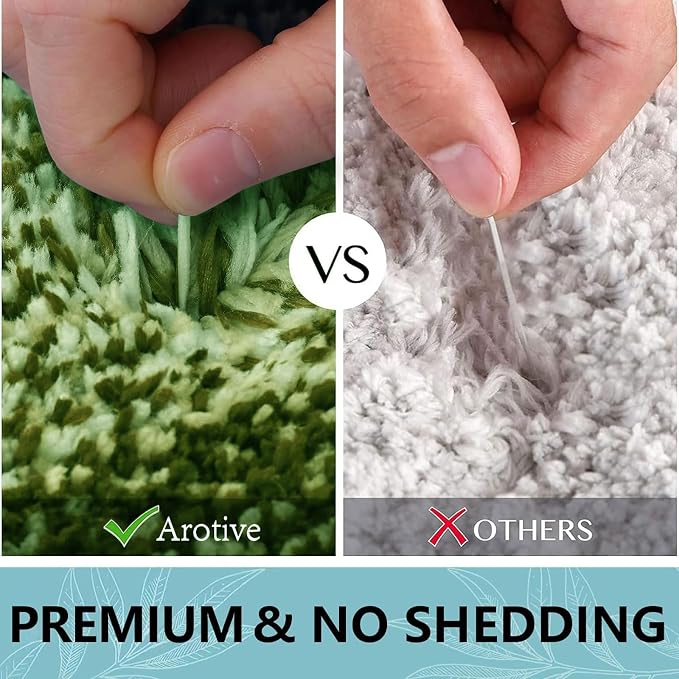 Arotive Microfiber Bathroom Rugs, Shaggy Soft and Absorbent Contour Toilet Rugs, Thick Plush Machine Washable Dry Bath Mats for Toilet Base, 30x20, Blackish Green, Rectangular