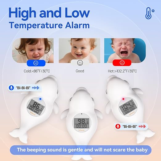 Baby Bath Thermometer for Tub,Digital Infants Water Temperature,LCD Display | Safety Floating Bath Toy,Bathtub Temperature Measure,Newborn & Toddler Essentials,Accurate Reading with Timer
