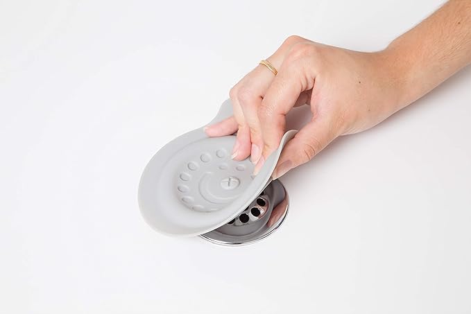 Ubbi Bathtub Drain Cover, Silicone Drain Stopper with Suction, Baby Bath Time Accessory, Gray (Pack of 2)