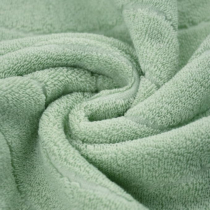 Jacquotha Hand Towels 4 Pack - Sage Green Wavy Striped Hand Towels for Bathroom, 100% Natural Cotton Soft Absorbent Decorative, 13x29 Inches