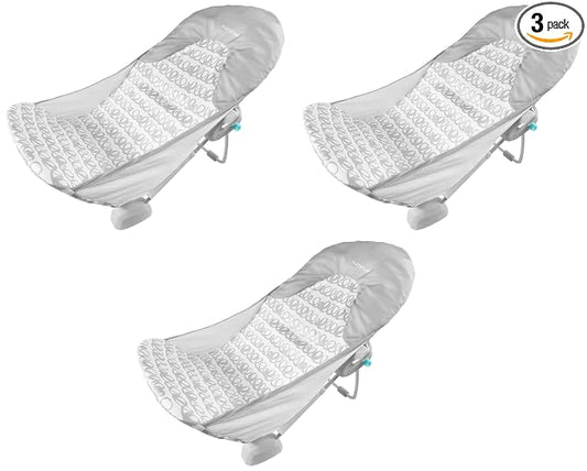 Ingenuity Foldaway 2-Position Baby Bath Seat,Adjustable Support for Sink or Bathtub,Ages 0-6 Months up to 20 Pounds,Machine-Washable Sling,(Pack of 3)