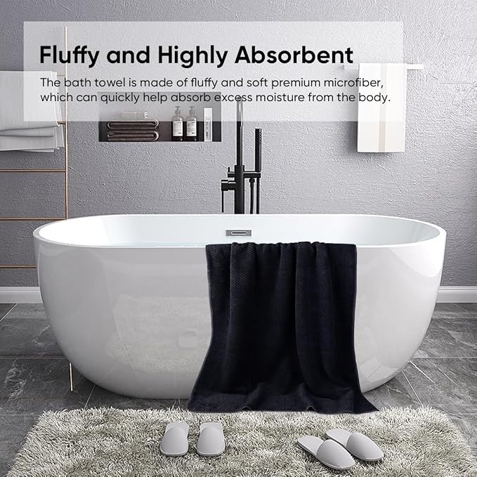 HOMEXCEL Bath Sheets Towels Set Pack of 2 (35 x 70 Inches), Ultra Soft Bath Towels for Bathroom, Lightweight and Quick Drying Towel for Body, Yoga, SPA, Fitness, Black