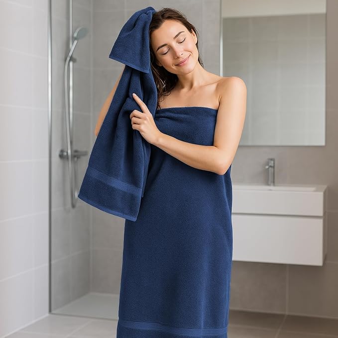 REDKISS 2 Pack 70"x35" Extra Large Bath Sheets for Bathroom - 100% Cotton Soft Fluffy Quick Dry Lightweight Towels for Tall or Curvy Adults, 700G,Full Body Coverage Shower, Pool, Yoga Travel, Blue