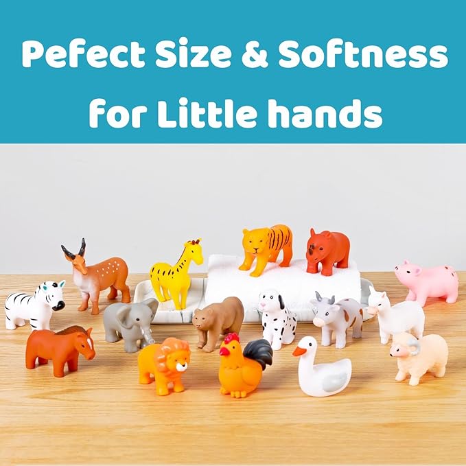 Baby Bath Toys, for Infants 6-12& Toddlers 1-3, No Hole Bathtub Toys (Animals Combo Ⅲ, 16 Pcs)