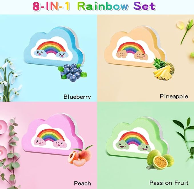 Rainbow Bath Bombs for Kids, Handmade 8 Pcs Kids Bath Bombs Gift Set for Girls Teens Toddler Rainbow Bubble Fizzy
