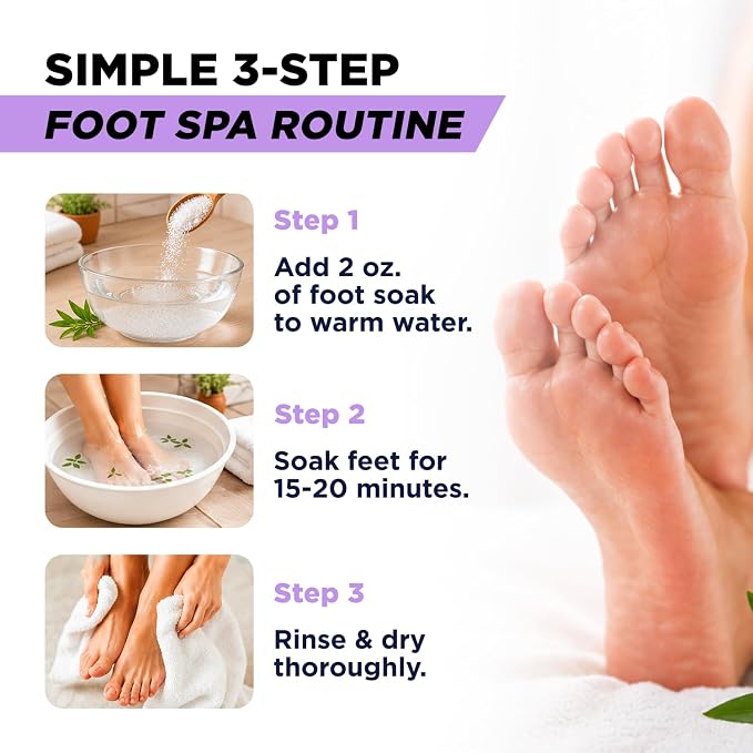 FOOT CURE Tea Tree Oil & Soothing Lavender Foot Soak with Epsom Salt - Best Toenail Treatment & Softens Calluses - Soothes Sore & Tired Feet, Foot Odor Scent, Spa Pedicure - 16 oz (Pack of 2)