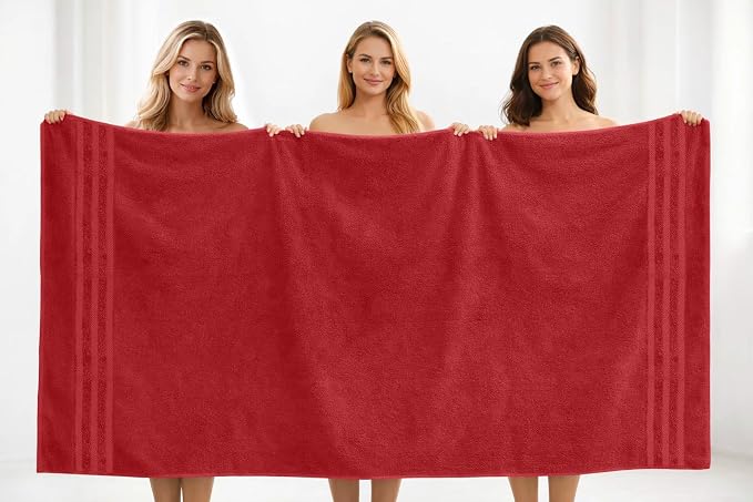 DAN RIVER 2 Pack Bath Sheets Extra Large 35x70, Large Bath Towels for Adults, XL Oversized Heavy Duty Towel Set, 600 GSM 100% Ring Spun Cotton, Soft Quick Dry, Red