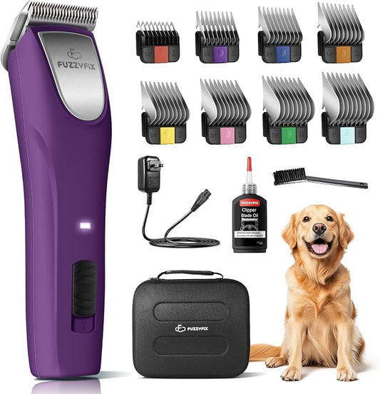 Professional Dog Clippers for Grooming, 2 Speed Pet Grooming Kit with Detachable Metal Blade for Thick Curly Matted Coats Low Noise Heavy Duty Cordless Hair Trimmer