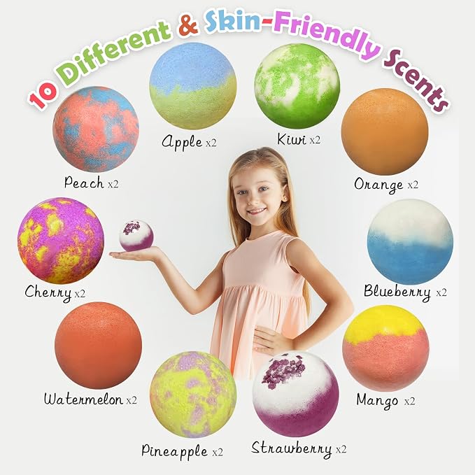 Bath Bombs for Kids with Surprise Toys Inside, 20 Pack Kids Bath Bombs with Puppy Dolls & Dog Pretend Playset Bath Toys, Child-Safe Bubble Bath Fizzies, Birthday Christmas Gift Set