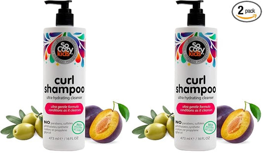 SoCozy Curl Shampoo for Kids Curly Hair (16 Fl Oz Pump) Gentle Hydrating Cleanser,Helps Improve Elasticity,Reduce Breakage&Frizz with Keratin,Plum Seed Oil&Olive Oil,Paraben-&Sulfate-Free,(Pack of 2)