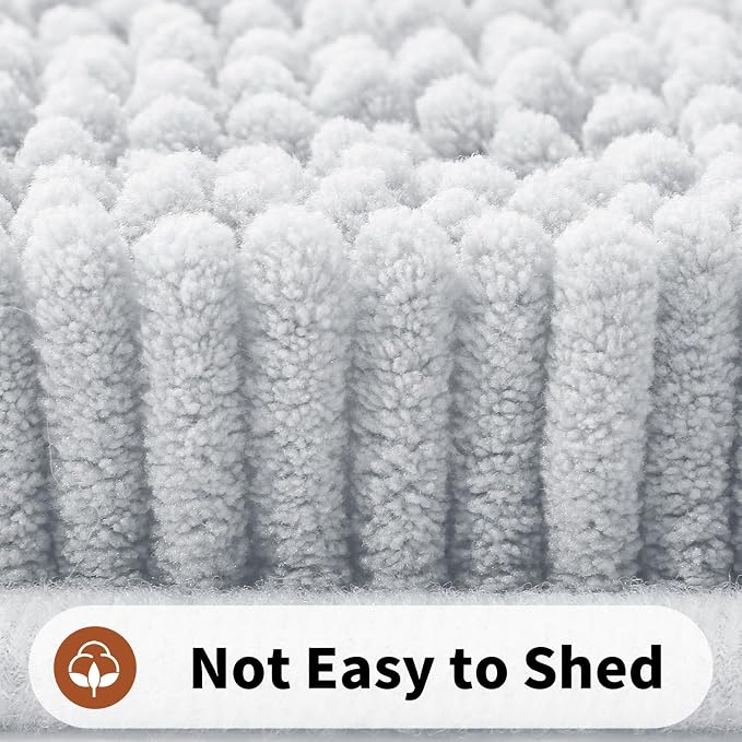 Yimobra Toilet Rugs U Shaped Washable - 24"x20" Non Slip Plush Contour Bath Rugs for Toilet - Super Soft Absorbent Quick Dry Toilet Mats for Bathroom,Silver