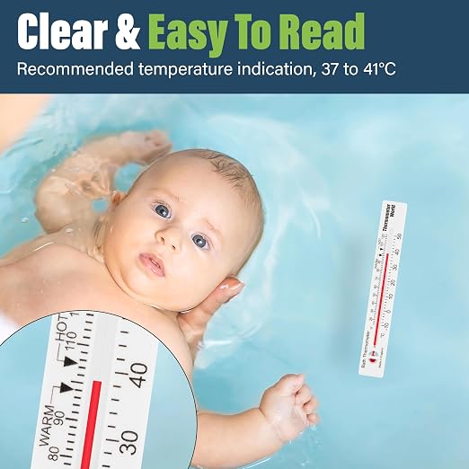 Bath Thermometer for Water Temperature, Easy-to-Read Bath Water Thermometer with Clear Scale, Accurate Water Temperature Thermometer for Baby, Kids & Adults