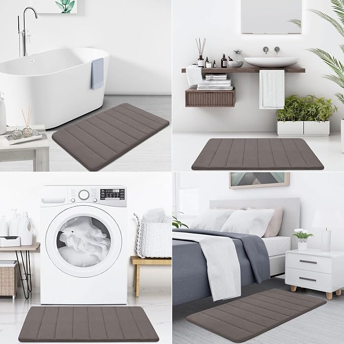 Buganda Memory Foam Bath Mat, 34" x 20", Ultra Soft Bathroom Rugs, Water Absorbent and Machine Washable Bath Rug for Bathroom, Shower, and Tub, Taupe