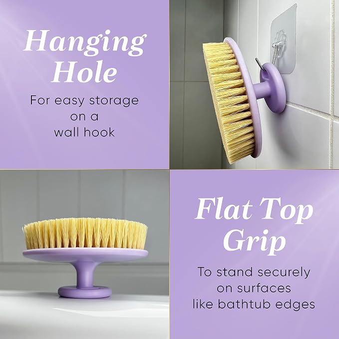 GOLDEZLUX® Dry Body Brush Cruelty-Free Firm Bristles Exfoliate Promote Smooth Skin, Dry Brushing Stimulate Blood Flow, Lymphatic Drainage, Prevent Ingrown Hair - Large Size & Comfortable Grip (Purple)