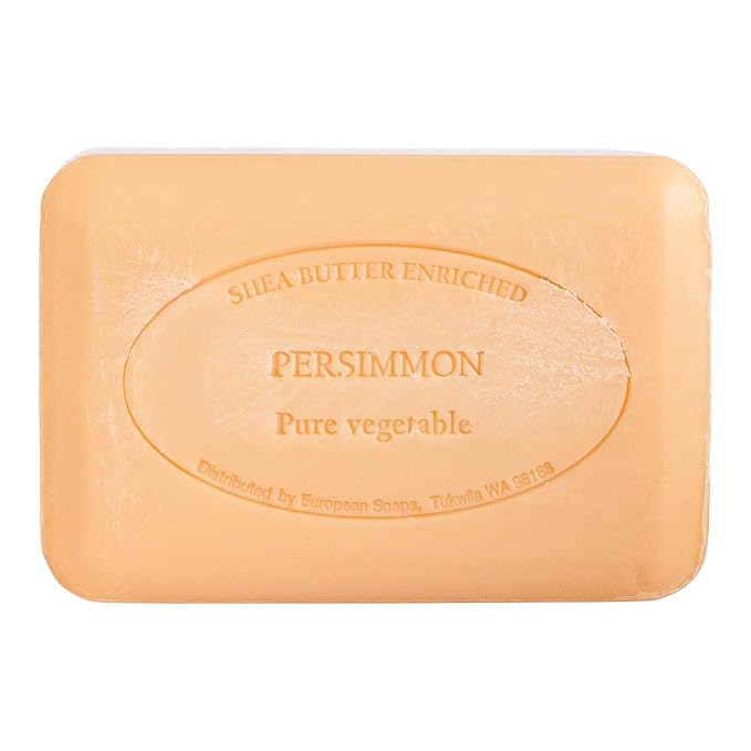 Pre de Provence Artisanal Soap Bar, Enriched with Organic Shea Butter, Natural French Skincare, Quad Milled for Rich Smooth Lather, 8.8 Ounce, Persimmon