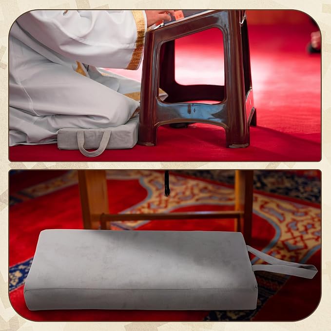 Colingmill Personal Prayer Kneeler Pad 18 3/4 Inch Christian Kneeling Pillow Microfiber and High Density Foam Personal Religious Prayer Kneeler Pad Pillow Bench for Kneeling Christian Gift (Grey)