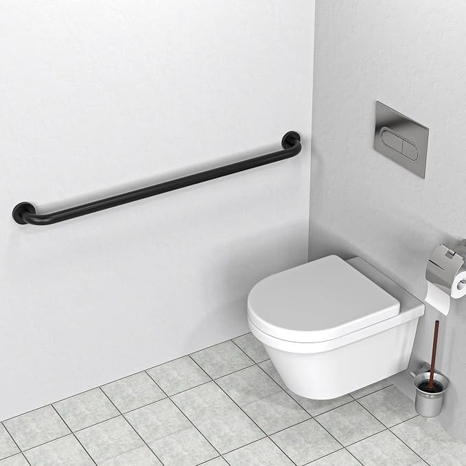 36 Inch Shower Grab Bar, ZUEXT SUS304 Stainless Steel Matte Black Bathroom Grab Bar Handle, Shower Balance Bar, Safety Hand Rail Support, Handicap Elderly Senior Assist Bath Handle (1.25" Diameter)