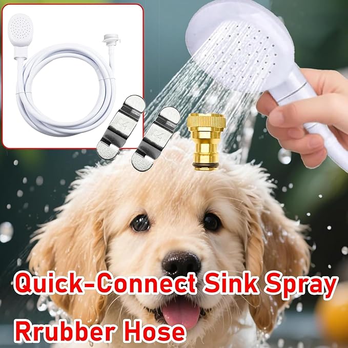 5m/16.40ft Quick-Connect Sink Spray Rrubber Hose,Shampoo Sprayer Handheld Hose Portable Sink Spraye Strainers for Bathing Baby,Pets Shower,Rinsing Vegetables,Washing Hair