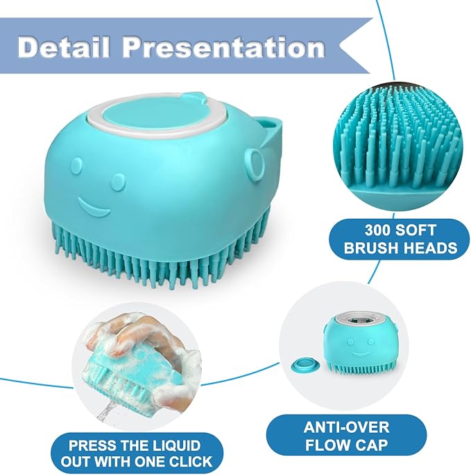 2PCS Dog Washing Gloves and Dog Shampoo Brush, Dog Bath Supplies Dog and Cat Bath Set
