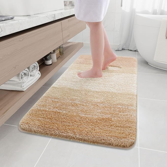 Arotive Microfiber Bathroom Rugs, Shaggy Soft and Absorbent Bath Rug, Thick Plush Machine Washable Dry Bath Mats for Bathroom, Tub and Shower, 45x27, Beige, Rectangular