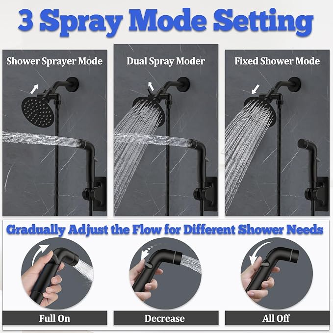 Dog Shower Attachment Metal, YDmeet Pet Shower Attachment for Fast and Clean Pet Bathing and Dog Washing, 83 Inch Hose and Shower Holder, Brass 3-Way Diverter, Adjustable Pet Shower Sprayer, Black