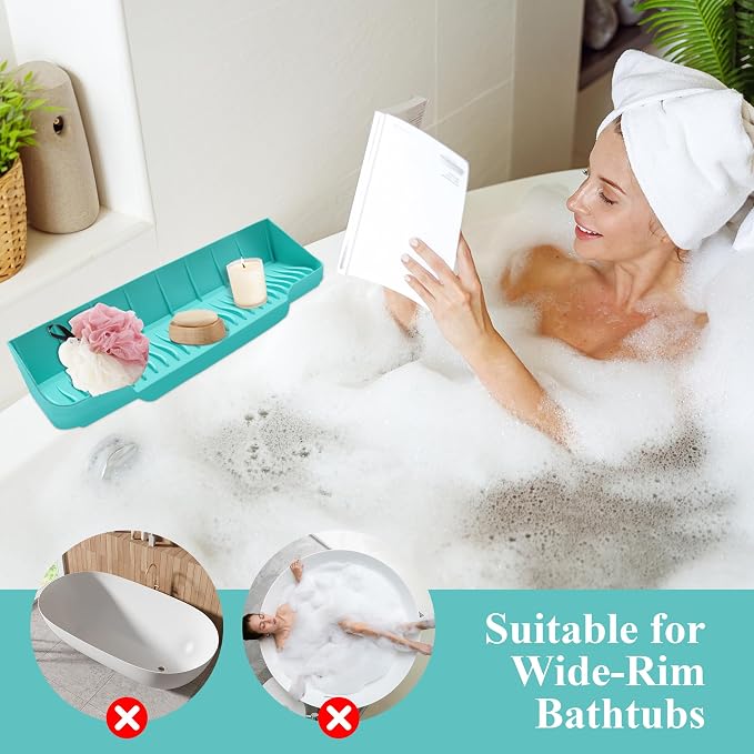 Splash Guard for Bathtub, 1p Soft Silicone Foldable Tub Splash Guard Stopping Water Droplets from Splashing Suitable for Bathtubs and Sinks (Green)