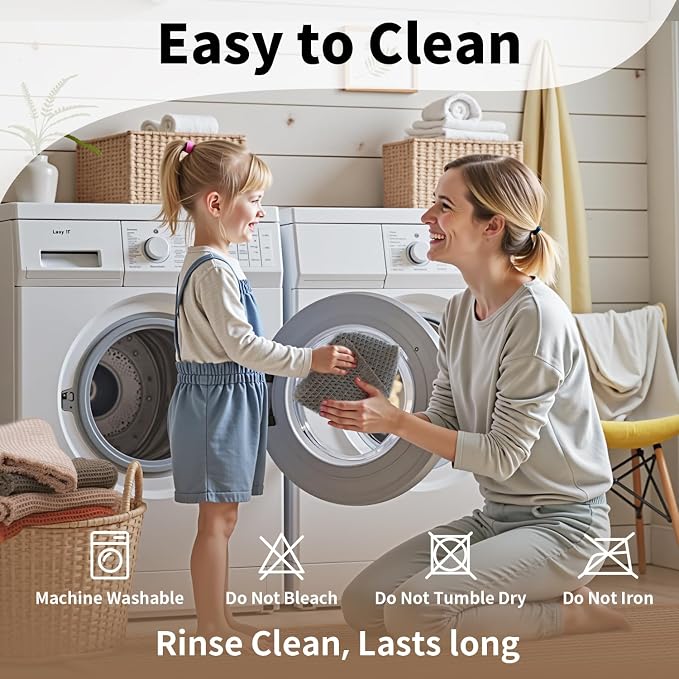 Waffle Bath Mat - Boho Bathroom Rugs Non Slip Washable, Super Absorbent & Quick Dry, Small Bath Mats Farmhouse Bathroom Decor, 18'' x 30'', Dark Grey