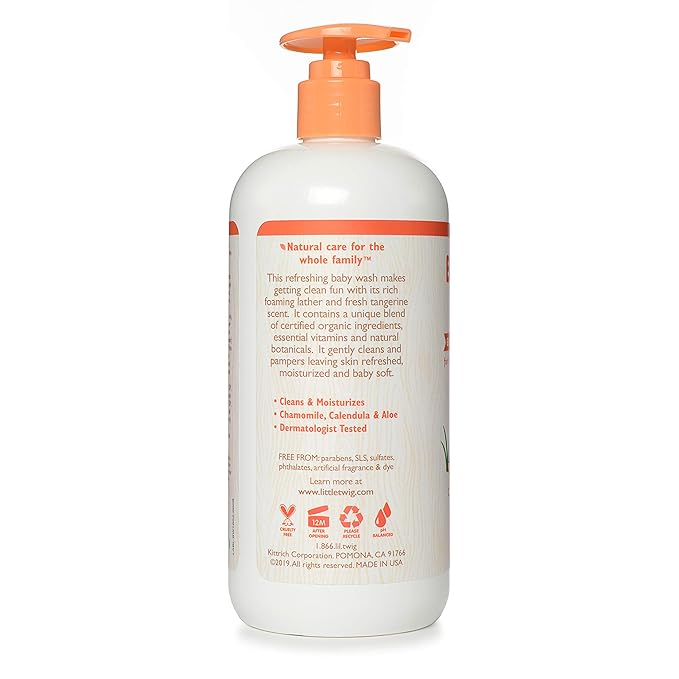 Little Twig 2-in-1 Baby Wash, Hypoallergenic Body Wash with Organic Ingredients, Baby Bath Essentials, Happy Tangerine, 17 fl. oz.