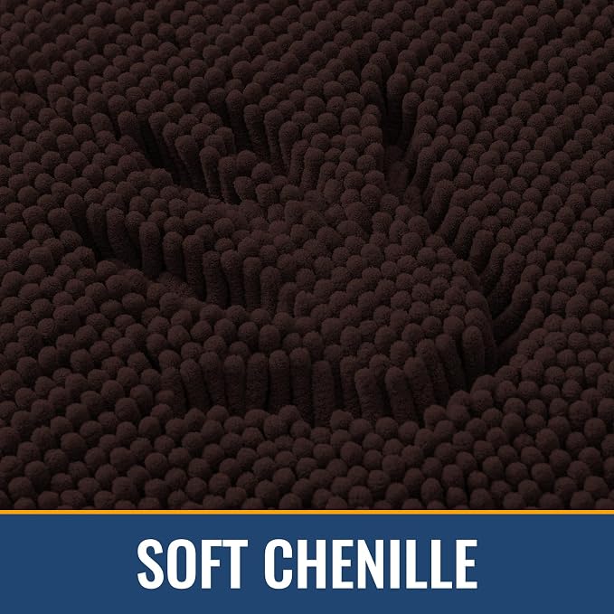 Arotive Bathroom Rugs 47x24, Extra Soft Absorbent Shaggy Chenille Bath Rugs, Machine Washable Rubber Backing Bath Mats for Bathroom Floor Tub and Shower, Home Decor Accessories, Brown