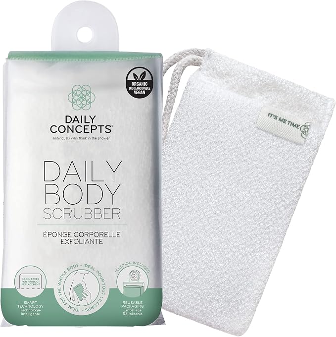 DAILY CONCEPTS Daily Body Scrubber, Soy-Based and Organic Cotton. for The Whole Body. The Bath Sponge Deeply Cleanses The Skin and Creates A Rich Foamy Lather. Exfoliation