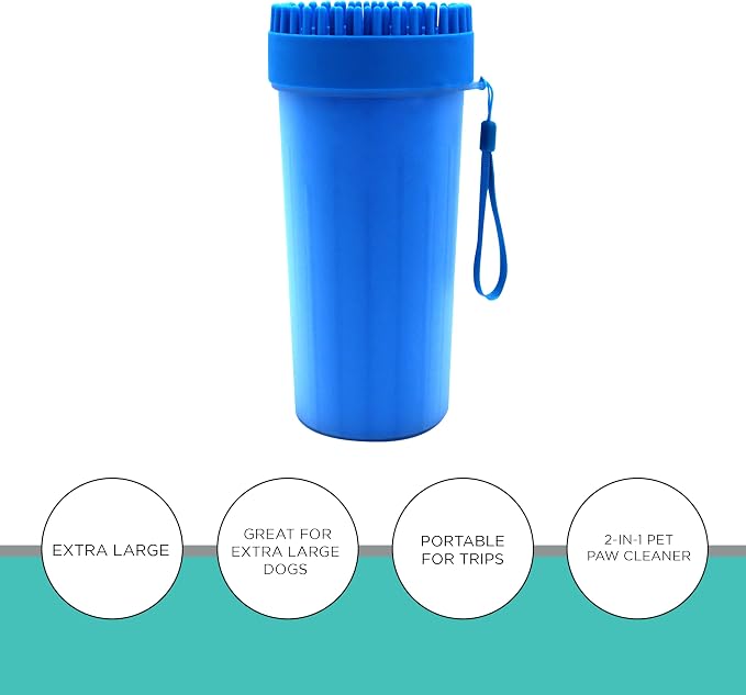 GROOMER ESSENTIALS 2-in-1 Pet Paw Cleaner - Extra Large - For Extra Large Dogs Like German Shepherds, Great Danes, St. Bernards, Boxers, and Mastiffs - Portable