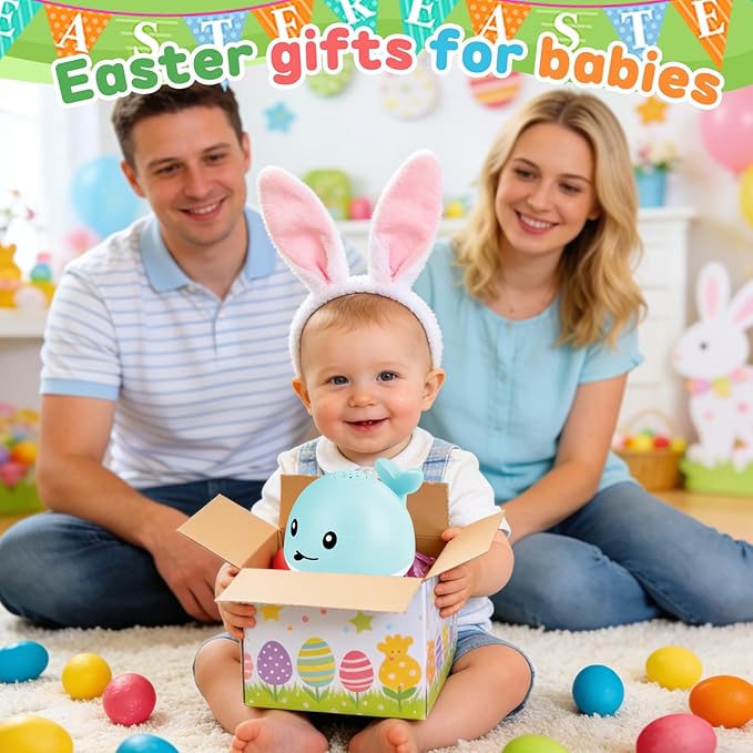 Baby Boy Bath Toys, Easter Basket Stuffers for Babies 1 Year Old Boy Gifts, Toddler Bath Toys for Kids Ages 1-3, Light Up Whale Bath Toy Sprinkler Baby Toys 6-12-18 Months Bathtub Fountain Toy