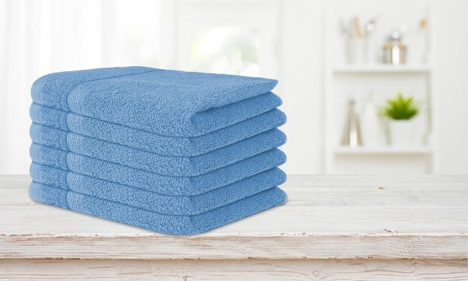 Soft Wash Cloths - 12 Pack Plush and Absorbent Cotton Washcloths for Face, Body, and Baby - Multi-Purpose, Quick-Dry Wash Cloths Set 13x13'' (Electric Blue)