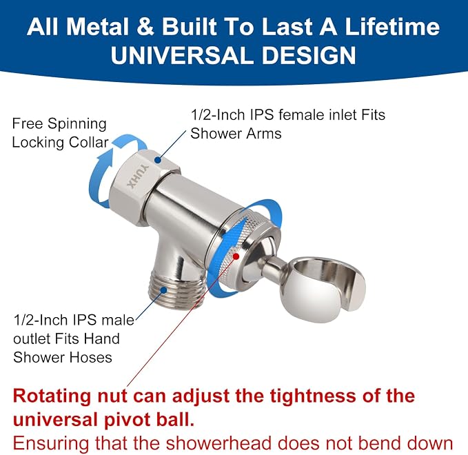 Shower Head with Handheld - All Metal Holder and Long Hose, High Pressure | Showerhead Sprayer Built-in Power Wash to Clean Tub, Tile & Pets, Multi Mode Adjustment, Brushed Nickel 2.5 GPM