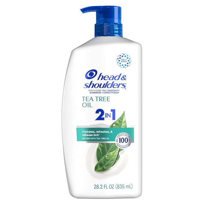 Head & Shoulders Anti-Dandruff Tea Tree Oil Shampoo and Conditioner with 1% Pyrithione Zinc, Tea Tree Oil 2 in 1 with Cooling, Relieves Itch, Hydrates, Refreshed Scalp, 28.2 Fl Oz
