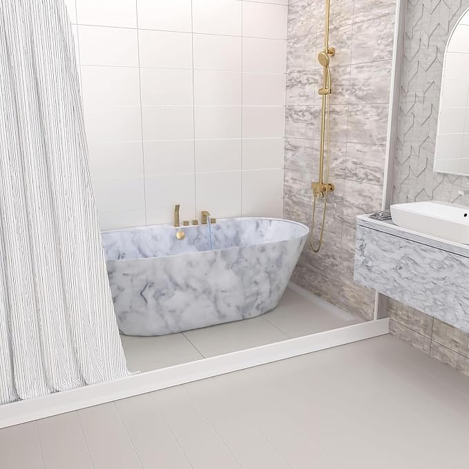 Collapsible Shower Threshold Water Dam 2"H 67"L Shower Water Barrier Water Stopper for Shower Wet and Dry Separation Bathroom and Kitchen