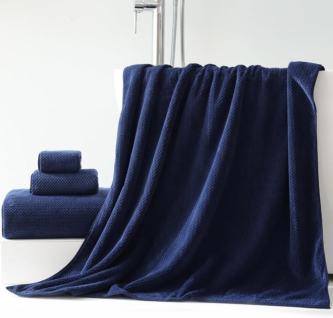 40x80 Inches Bath Sheets Towels for Adults Oversized Bath Towels Extra Large Luxury Super Soft Absorbent Quick Dry Microfiber (Navy Blue,1PCS)