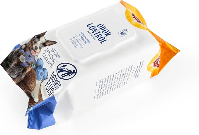 Arm & Hammer for Pets Odor Control Wipes for Dogs, Best Odor Eliminating Waterless Cleaning for Dogs & Puppies | Blueberry Coconut Scent, 100ct (Pack of 2)